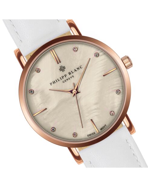 Montre Femme en Cuir Lausanne blanche