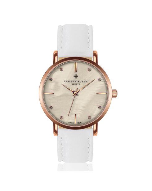 Montre Femme en Cuir Lausanne blanche