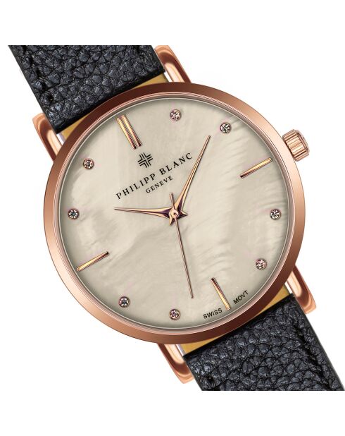 Montre Femme en Cuir Lausanne noire