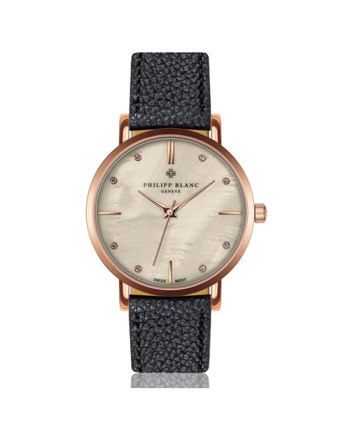 Montre Femme en Cuir Lausanne noire
