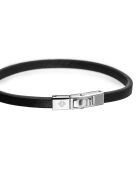 2 Bracelets Homme Gift en Cuir & Acier argenté/noir
