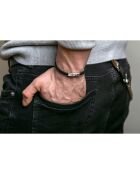 2 Bracelets Homme Gift en Cuir & Acier argenté/noir