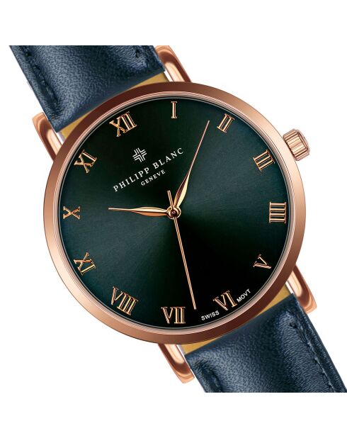 Set orologio + cinturino in pelle blu Bern