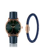 Bern Blaue Lederuhr mit Armbandset