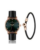 Set de reloj Bern de cuero negro con correa