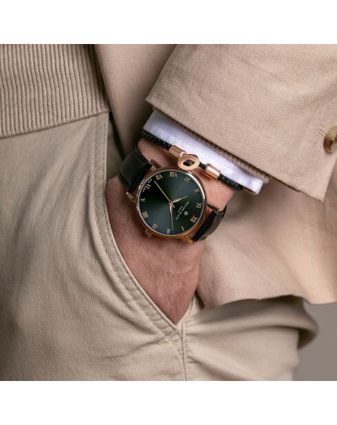 Set Montre + Bracelet en Cuir Bern noir