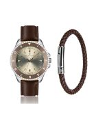 Set Montre + Bracelet en Cuir Avenches marron