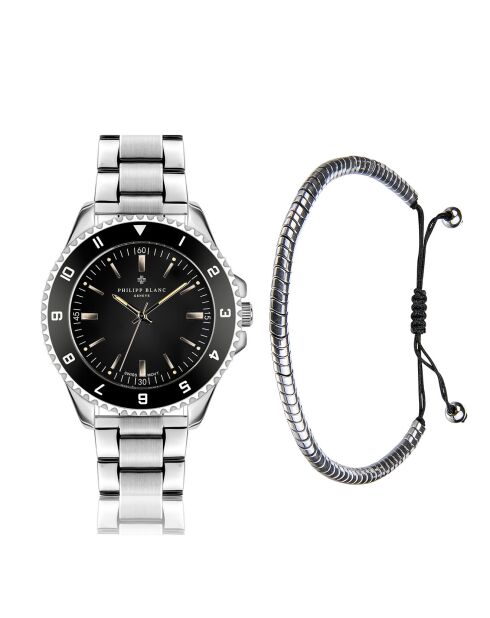 Set Montre + Bracelet en Acier Avenches argenté