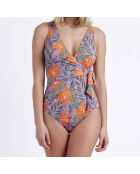 Maillot de bain 1 Pièce croisé Jungle mauve