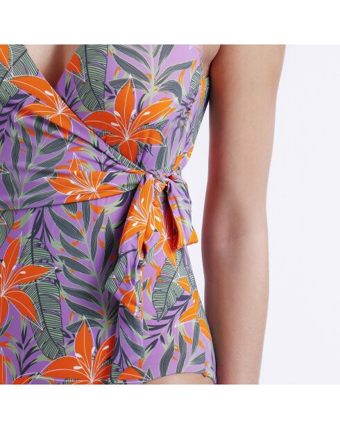 Maillot de bain 1 Pièce croisé Jungle mauve