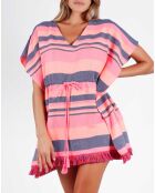 Robe Kaftan à rayures fuschia