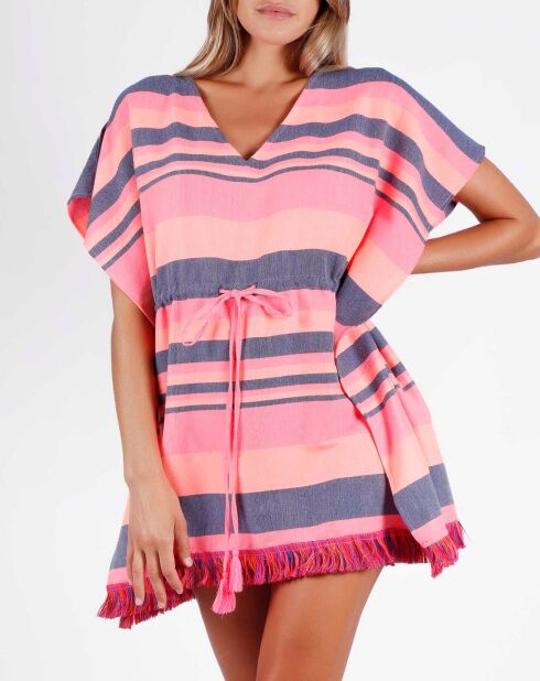 Robe Kaftan à rayures fuschia