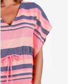 Robe Kaftan à rayures fuschia