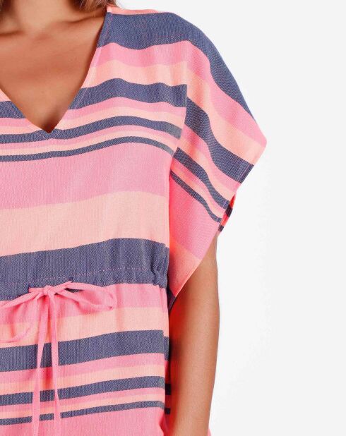 Robe Kaftan à rayures fuschia