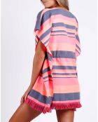 Robe Kaftan à rayures fuschia