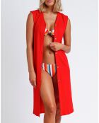 Robe de Plage longue côtelée rouge