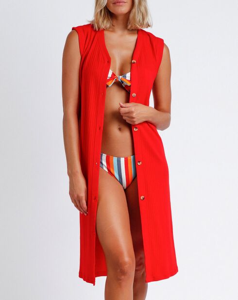 Robe de Plage longue côtelée rouge