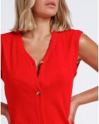 Robe de Plage longue côtelée rouge