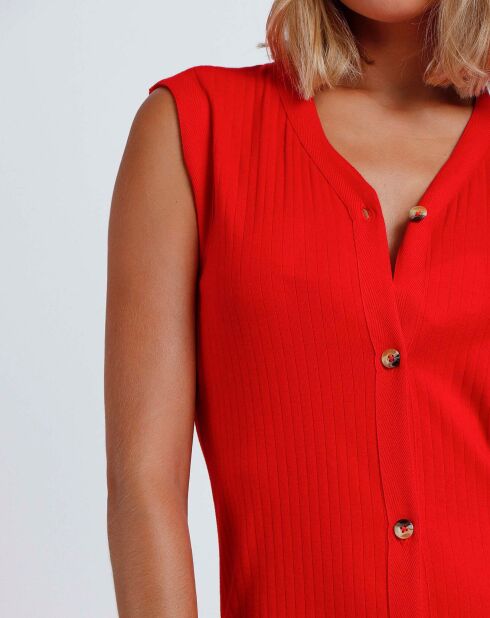 Robe de Plage longue côtelée rouge