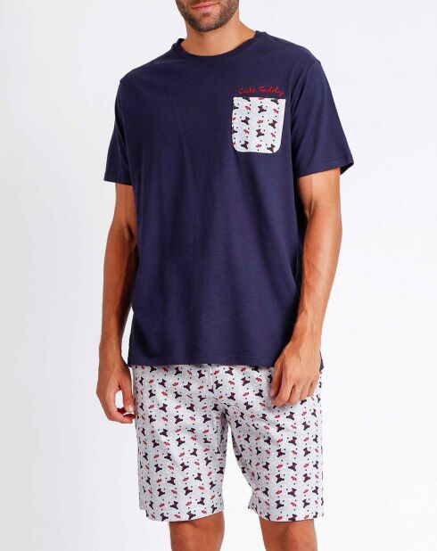 Pigiama in peluche blu marino