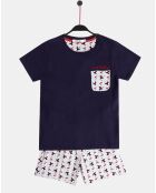 Pyjama Teddy mignon bleu marine/blanc