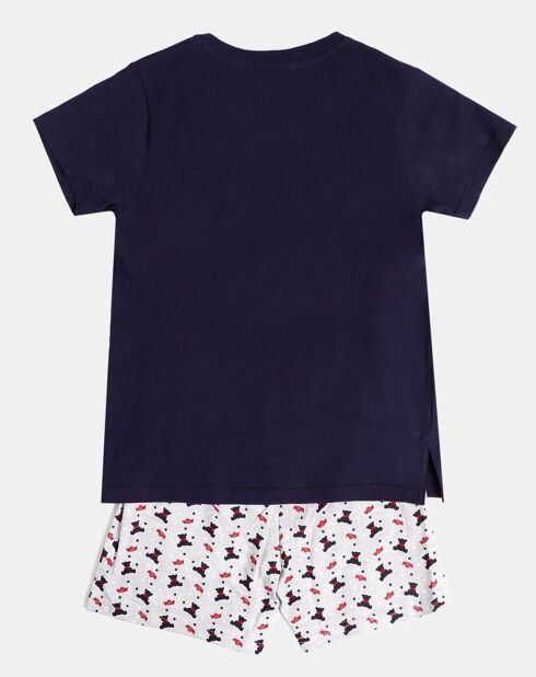 Simpatico pigiama in peluche blu navy/bianco