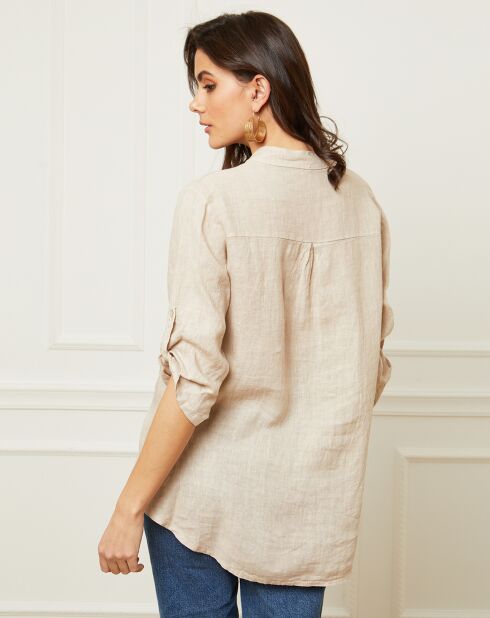 Bjorg beigefarbene Bluse aus 100% Leinen