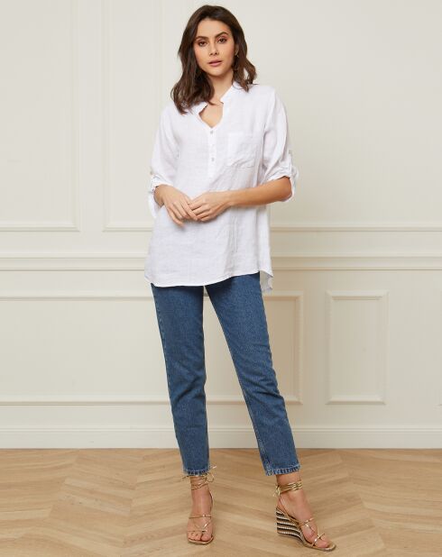 Weiße Bluse Bjorg aus 100% Leinen