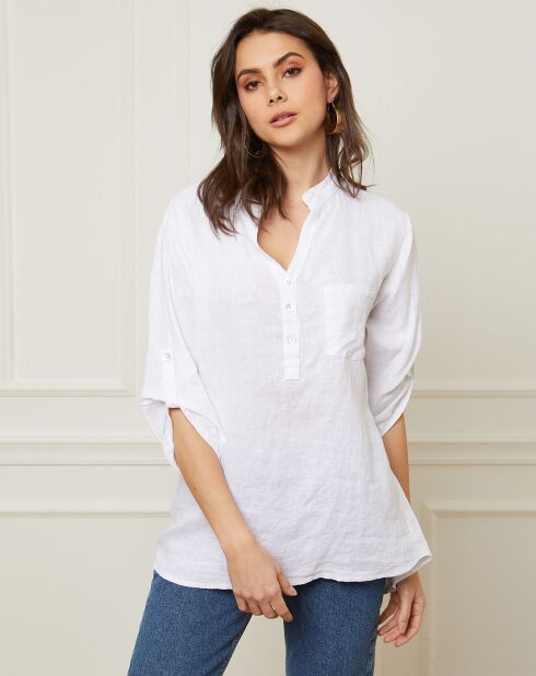 Weiße Bluse Bjorg aus 100% Leinen