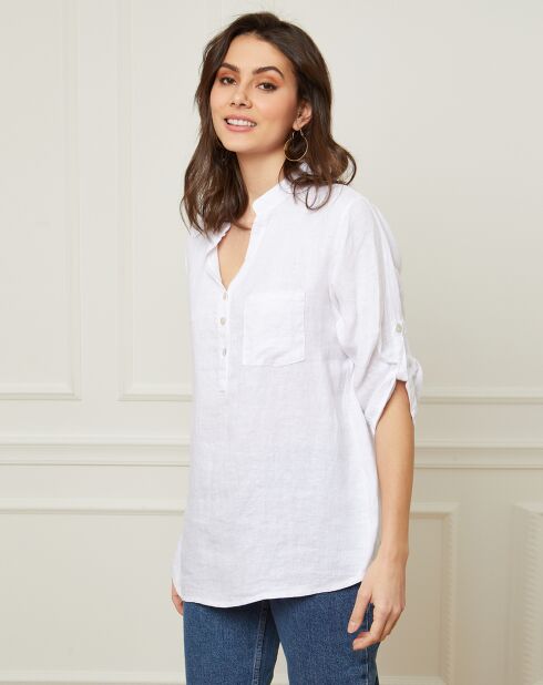 Weiße Bluse Bjorg aus 100% Leinen