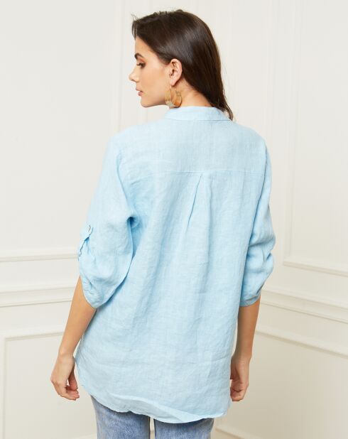Blusa Bjorg azul celeste 100% lino