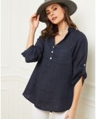 Blouse 100% Lin Bjorg marine