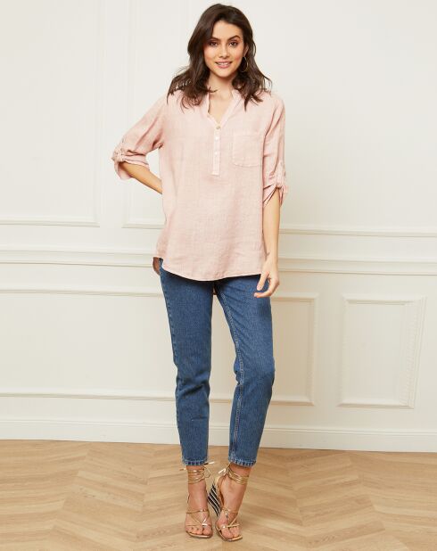 Bjorg pinke Bluse aus 100% Leinen