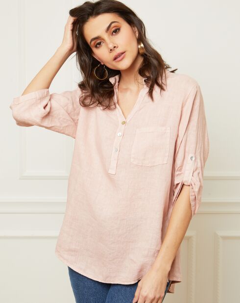 Bjorg pinke Bluse aus 100% Leinen