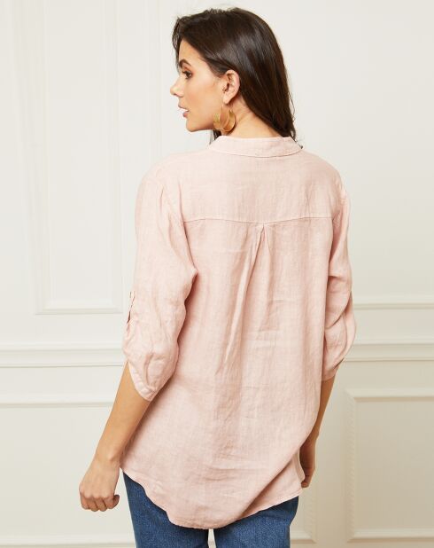 Bjorg pinke Bluse aus 100% Leinen