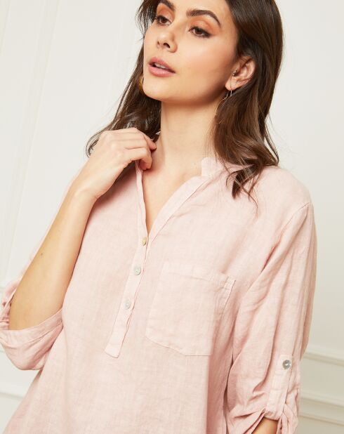 Bjorg pinke Bluse aus 100% Leinen