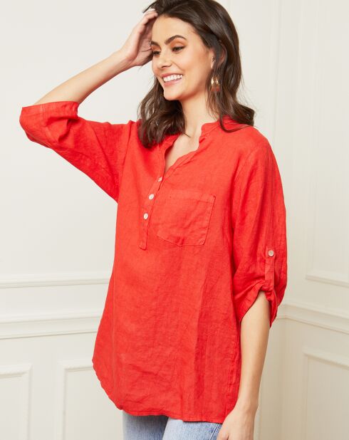 Rote Bluse Bjorg aus 100% Leinen