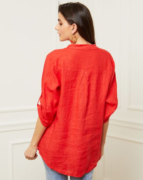 Rote Bluse Bjorg aus 100% Leinen