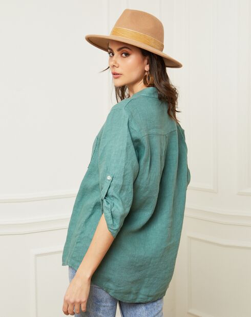 Bjorg grüne Bluse aus 100% Leinen