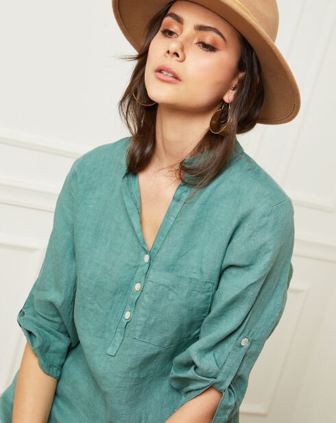 Bjorg grüne Bluse aus 100% Leinen