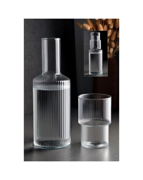 Jarra + cristal rayado multicolor - 10x10x26 cm