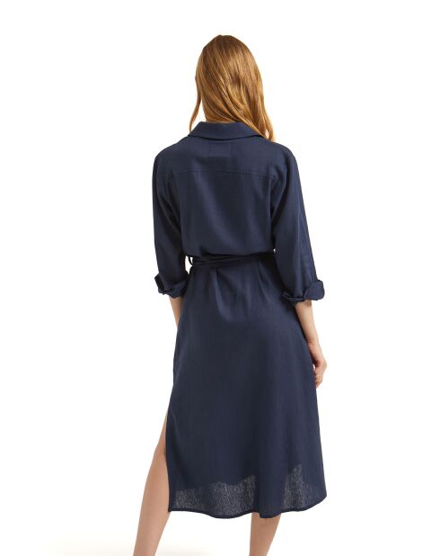 Robe en Lin mélangé Cassis marine