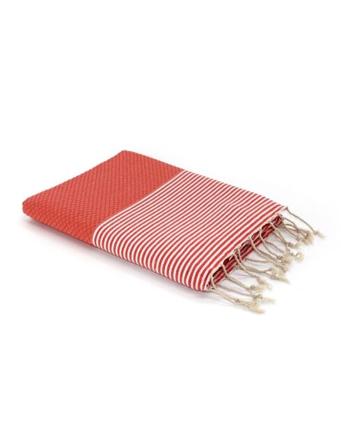 Ibiza Honeycomb Fouta coral naranja/blanco - 100x200 cm