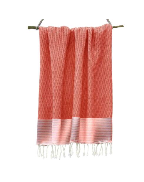 Ibiza Honeycomb Fouta coral naranja/blanco - 100x200 cm