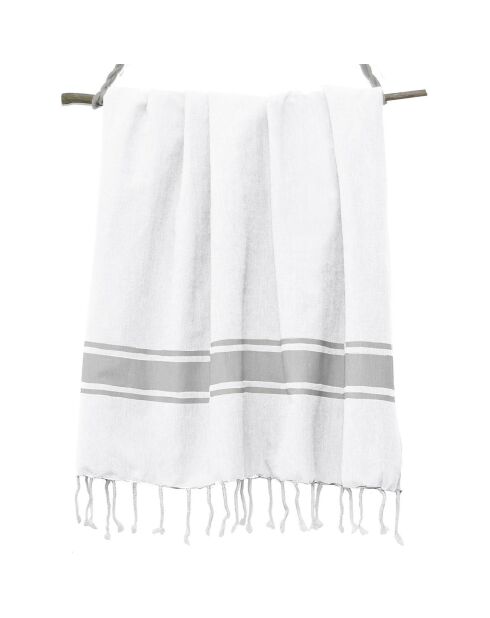 St Tropez Traditional Fouta wit/parelgrijs - 100x200 cm