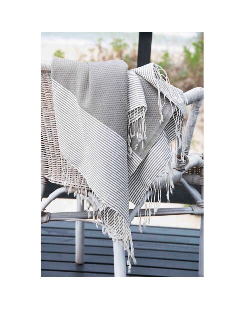 Fouta Ibiza Honeycomb Perlgrau/Weiß - 100x200 cm