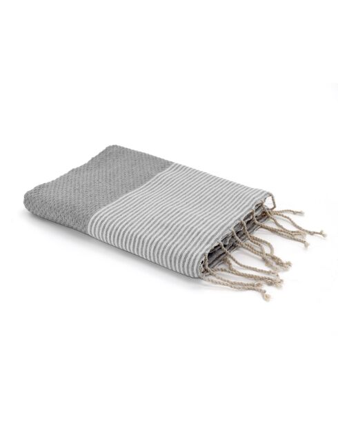 Fouta Ibiza Honeycomb Perlgrau/Weiß - 100x200 cm