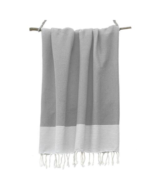 Fouta Ibiza Honeycomb Perlgrau/Weiß - 100x200 cm