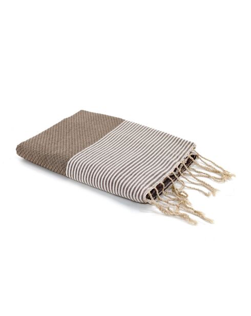 Ibiza Honeycomb Fouta helltaupe/weiß - 100x200 cm