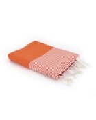 Fouta Nid d'Abeille Ibiza orange/blanc - 100x200 cm